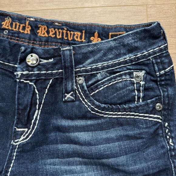 Rock Revival Womens Charlotte Skinny Dark Wash Sequin Jeans Size 27 - Picture 5 of 8